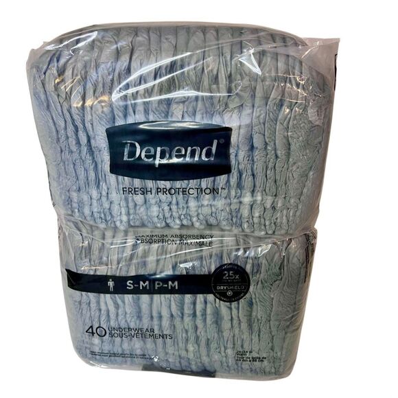 Depend Fresh Protection Men's Small/Medium Incontinence Under Pants  (40 Ct) New - Picture 1 of 4